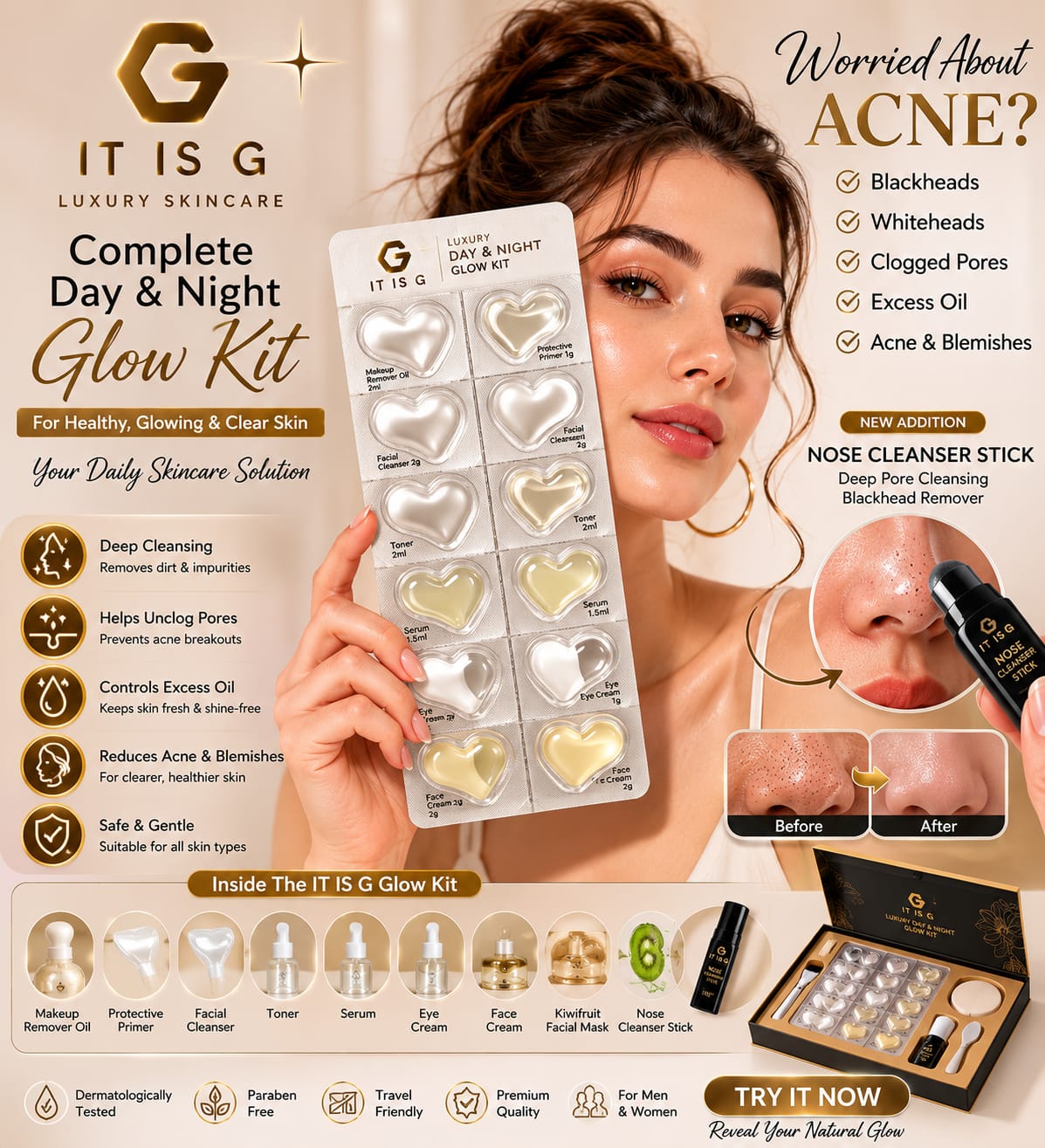 It is G – Luxury 6-Step Travel Glow Kit | Complete Day & Night Skincare System - Image 2